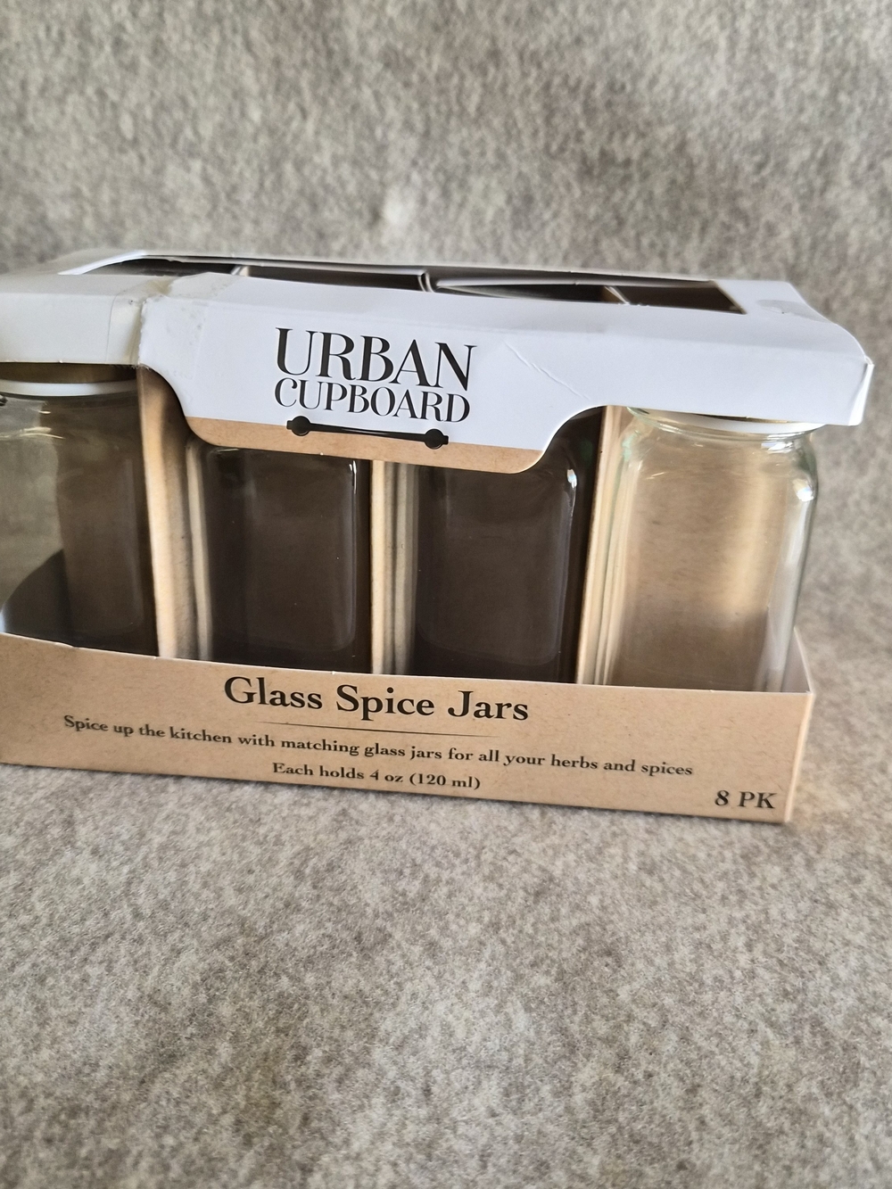 Clear Glass Spice Jars - 8 Pack